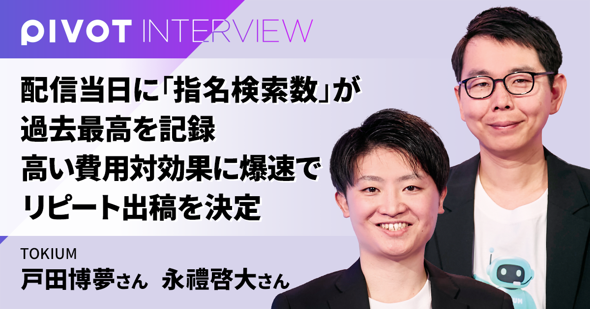 PIVOT配信当日に「指名検索数」が過去最高を記録 高い費用対効果に爆速でリピート出稿を決定